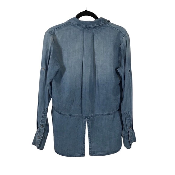 Anthropologie Cloth & Stone Women's Split Back Chambray Top Size XS Button Up - Picture 2 of 8